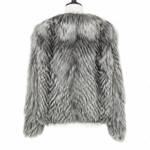 Black and White Fox Fur Coat