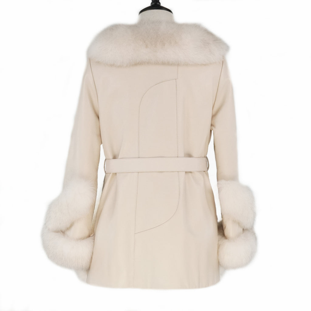 Mid-length embroidered fashionable fox fur coat（2379）