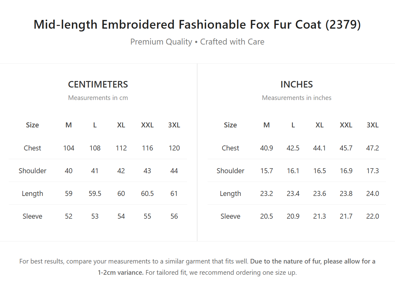 Mid-length embroidered fashionable fox fur coat（2379）
