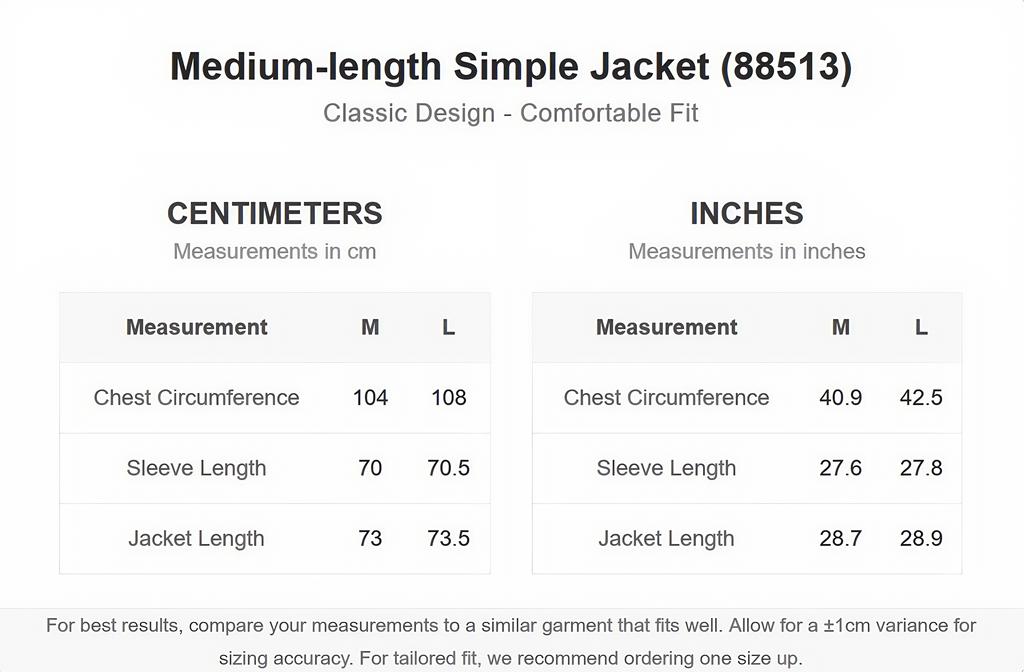 Medium-length Simple Jacket (88513)