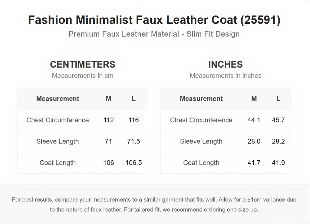 Fashion Minimalist Faux Leather coat (25591)