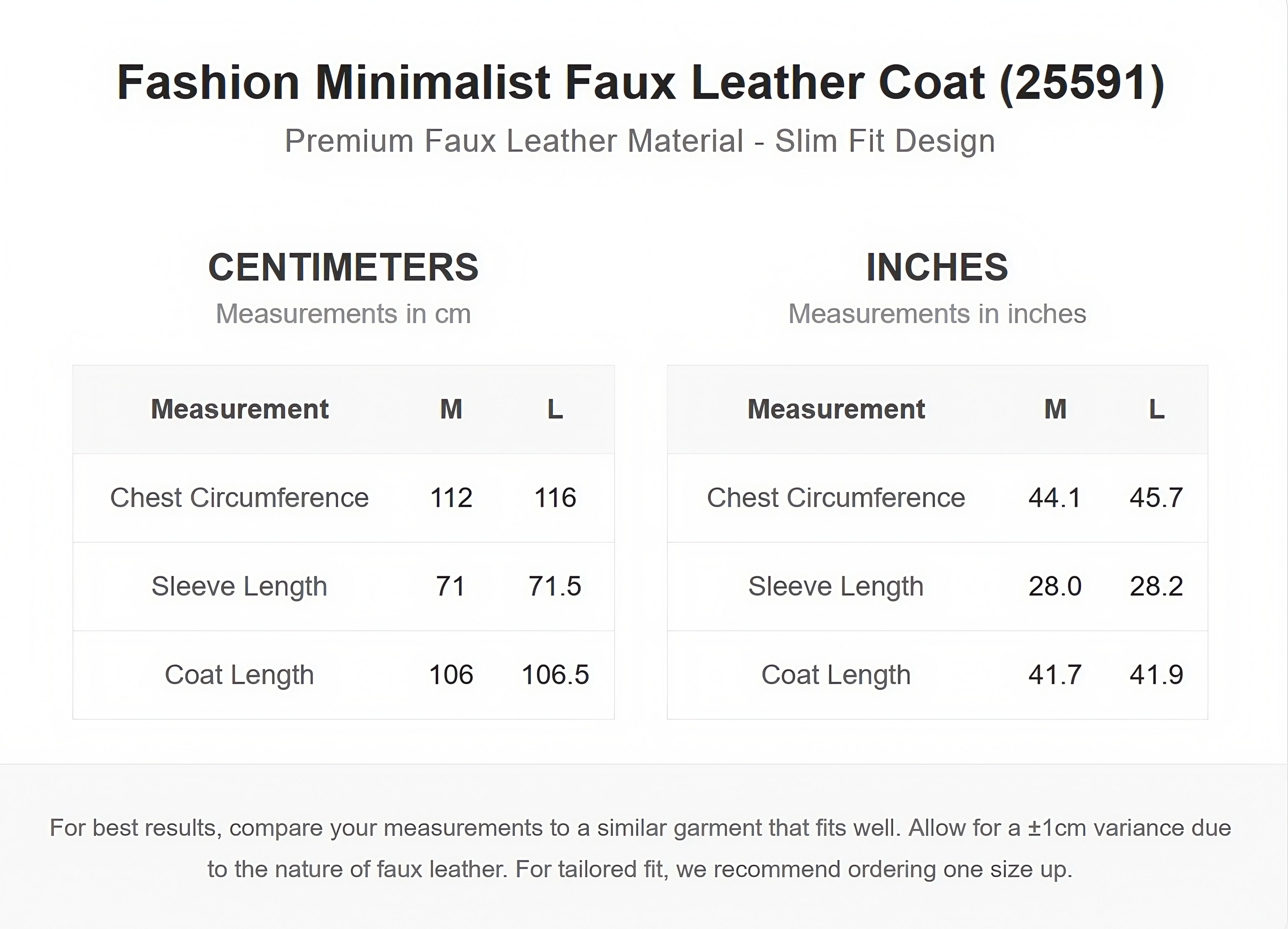 Fashion Minimalist Faux Leather coat (25591)